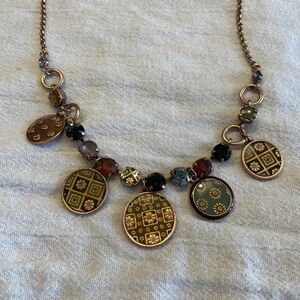 Elegant Gold and Copper Enamel Pendant DANISH Designs Pilgrim Necklace